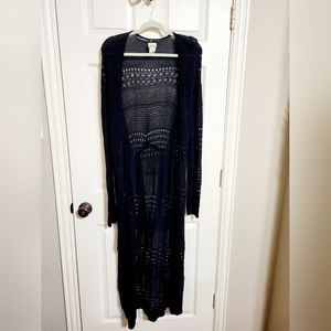 Like New Long Black Lightweight Cardigan